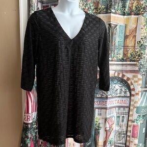 Black Textured Swim coverup- Women